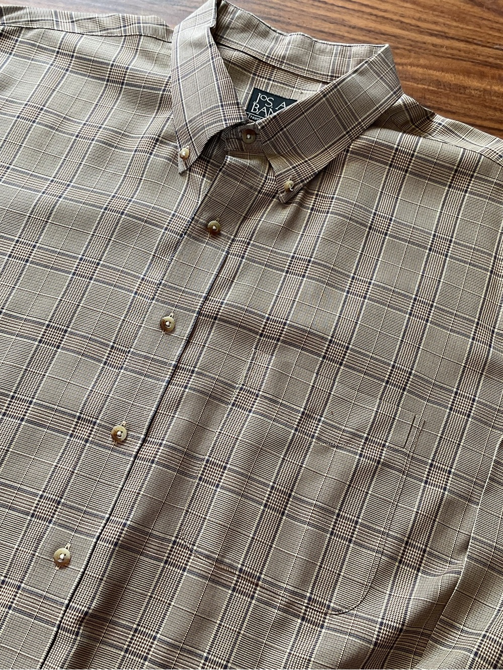 Jos A Bank Traveler Shirt 2XB Big Tall Brown Plaid Button Down Cotton - Picture 2 of 6